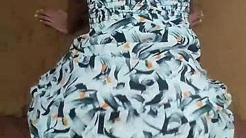 young wife in short dress bends over for neighbor's hard doggystyle pounding