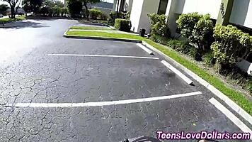 petite teen takes pov outdoor cum facial