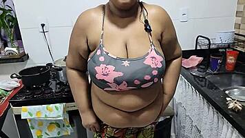 Chubby Big Tits Latina Milf Fucked Hard Kitchen Cumshot