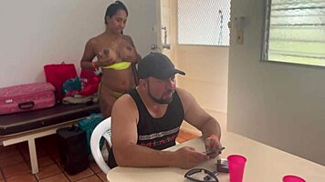 Can you believe she's pounded while he's cooking nearby?!