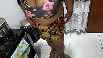 Chubby Big Tits Latina Milf Fucked Hard Kitchen Cumshot