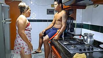 Horny latina whore eagerly sucks massive cock in homemade action