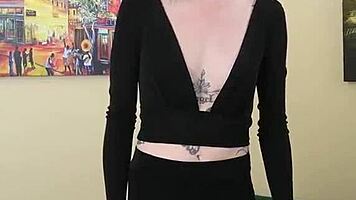 kit summers casually flaunts her tight little black lingerie number part 1