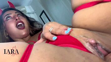 devilish latina tempts with tight pussy pounding in costume