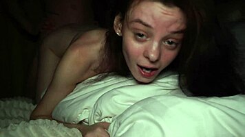 Skinny babe screams riding huge cock cowgirl style