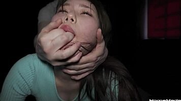 japanese slut bent over for deep rough doggystyle pounding and cum fill