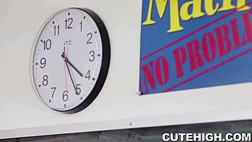 Bubbly brunette pounds teacher's cock hard