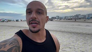 Two beach brunettes lured for outdoor interracial anal tits pounding cash offer