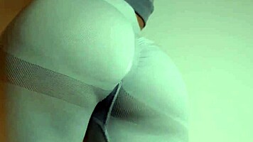 latina teen in tight leggings teases hairy big pussy like a naughty bitch