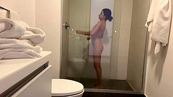 petite 18+ teen dafne michelle's huge naturals bounce in backstage interracial fun