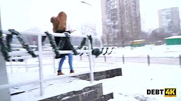 debt4k redhead seduces rough sex to calm debt broker