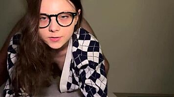 Petite College Nerd Glasses Riding Big Cock Doggystyle Cumshot