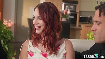 horny redhead leya desantis craves double cock stuffing her holes