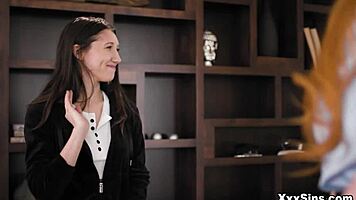 lauren phillips guides maya woulfe and lily larimar's first steamy lesbian exploration together
