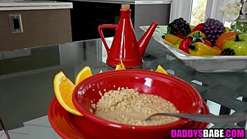 Stepdaughter seduces older guy bends over doggystyle pounding