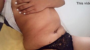 Latina wakes wet panties sniffing vagina masturbates hard