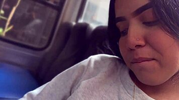 Public bus blowjob turns into wild hotel fuck with sexy petite babe!