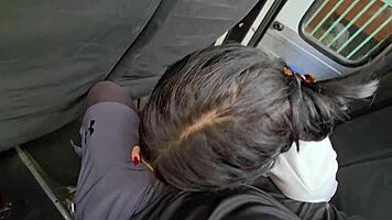 Public bus blowjob turns into wild hotel fuck with sexy petite babe!