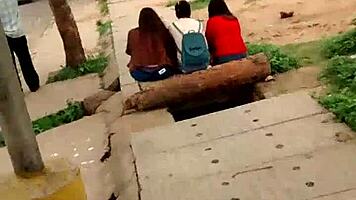 what if sexy indian flashes blue panties in crowded public spot?