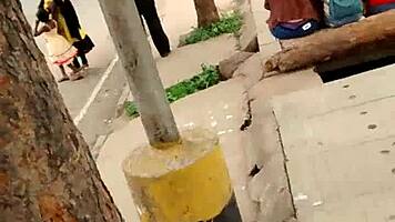 what if sexy indian flashes blue panties in crowded public spot?