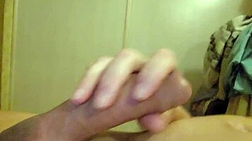 petite morning handjob teases huge cock awake