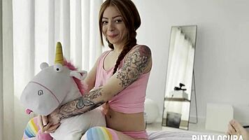 Torbe Gifts Book To Tattooed Redhead, She Repays With Wild Ride!