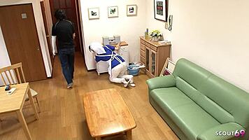 ugly old men creampie busty japanese teen maid rough doggystyle at work!