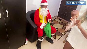 damn santa claus is railing this ebony petite hard in lingerie screaming