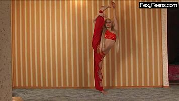 who's that sexy belly dancer twisting in red dress?