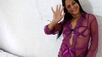 delicious latina in heels and lingerie flaunts big ass tits hunting fat cock