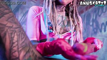 tattooed punk slut doubles up toys in ass and pussy play 💦