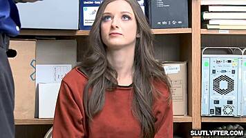 tattooed brunette shoplyfter teen spreadeagle pussy fuck bent over doggystyle facial