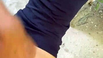 risky public pov has 18yo riding rough with natural tits