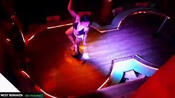 coworker topless dances teases then sucks pussy and deepthroats cock