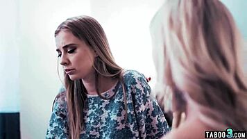 cowardly dude offers up hot reluctant blonde teen tasha reign to furious boss for licking and fingering