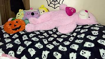 kinky brunette yoga slut fingers tight pussy solo after gym tease