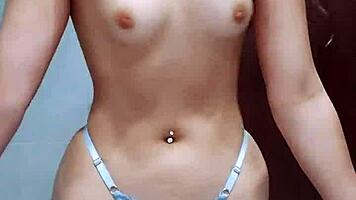 Blue lingerie babe teases with booty clap ass shake and pussy spread!