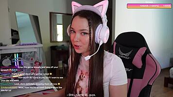 Stepbrother interrupts livestream for rough homemade fuck in front of viewers