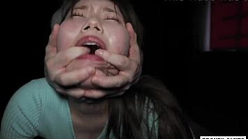 Asian babe craves cock in rough threesome pounding moans loud 😩🍆