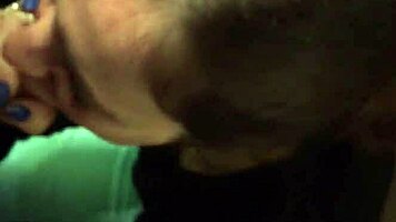 tipsy girlfriend kneels for deep sloppy blowjob after drinks