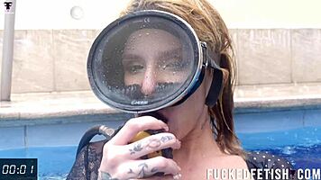 Horny SKINNY SLUT Ashlee Rose in Wet UNDERWATER DRESS Tease