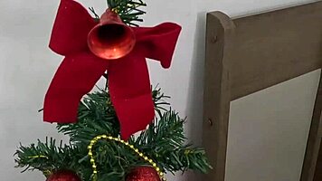 brazilian fiancee's tight asshole and pussy fucked hard before christmas dinner