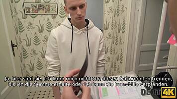 russian shopaholic fucked by debt collector in front of hubby