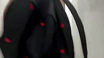 the curvy blonde teen fingers her big natural tits to crazy public squirting orgasm