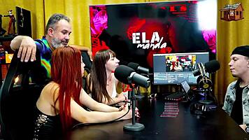 Gih Spanic Bends Redhead Cowgirl Over Podcast Table Exposing Pink Asshole