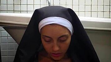 curly haired latina teen with huge pussy squirts hard on monster vibrator