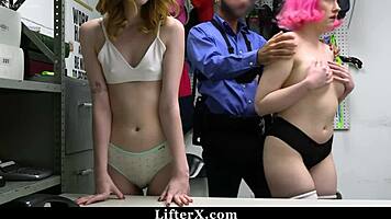 pervert mall cop punishes shoplifting teen with hardcore bent over doggystyle domination