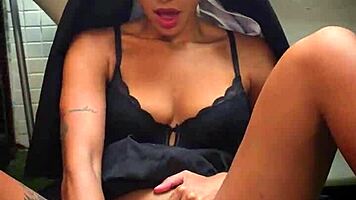 curly haired latina teen with huge pussy squirts hard on monster vibrator