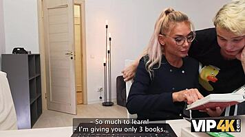 Milf Tutor's Joyful Dorm Fun with Two Young Cocks