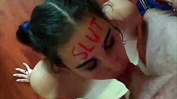 Lipstick Slut Sucks Cock Face Fucked